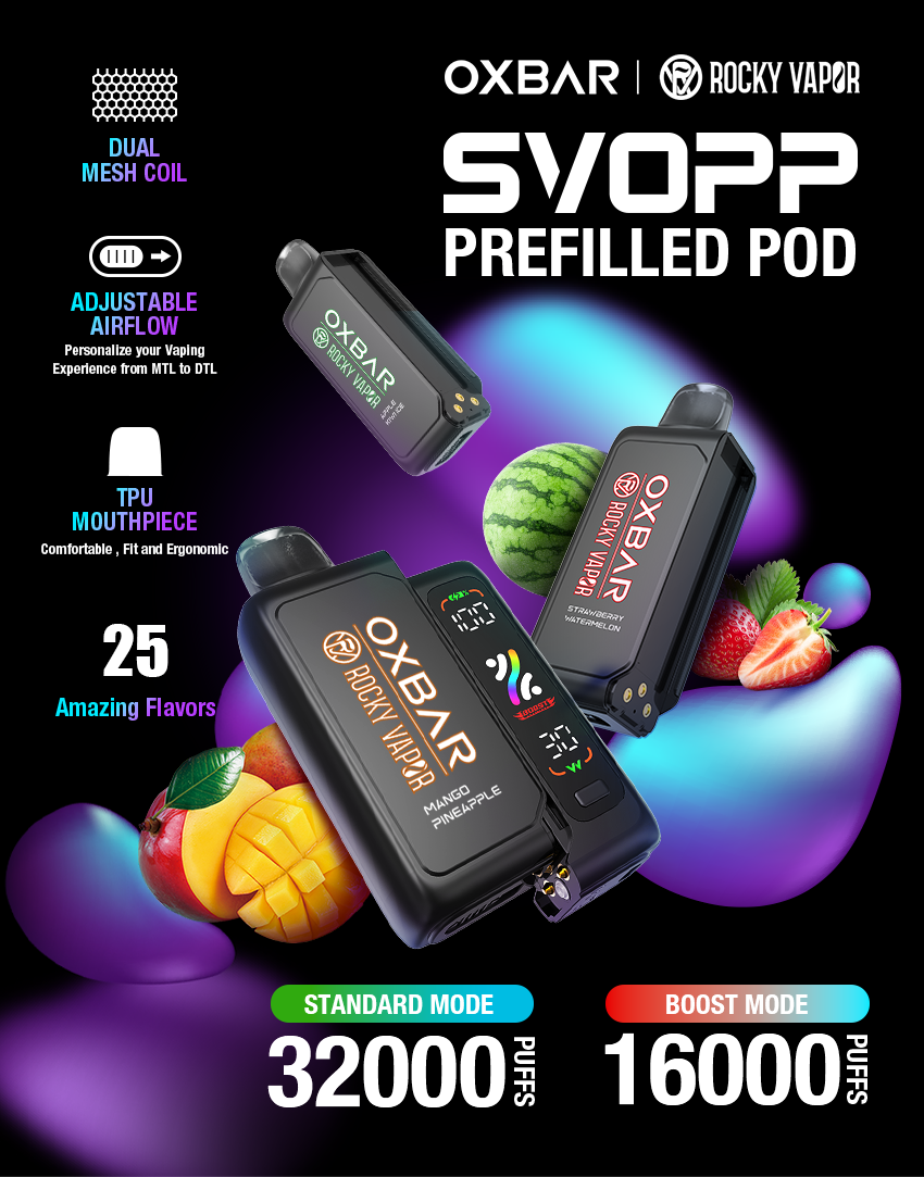 Попередньо заповнені картриджі Svopp Rocky Vapor Oxbar 32k (батарейка не входить до комплекту)