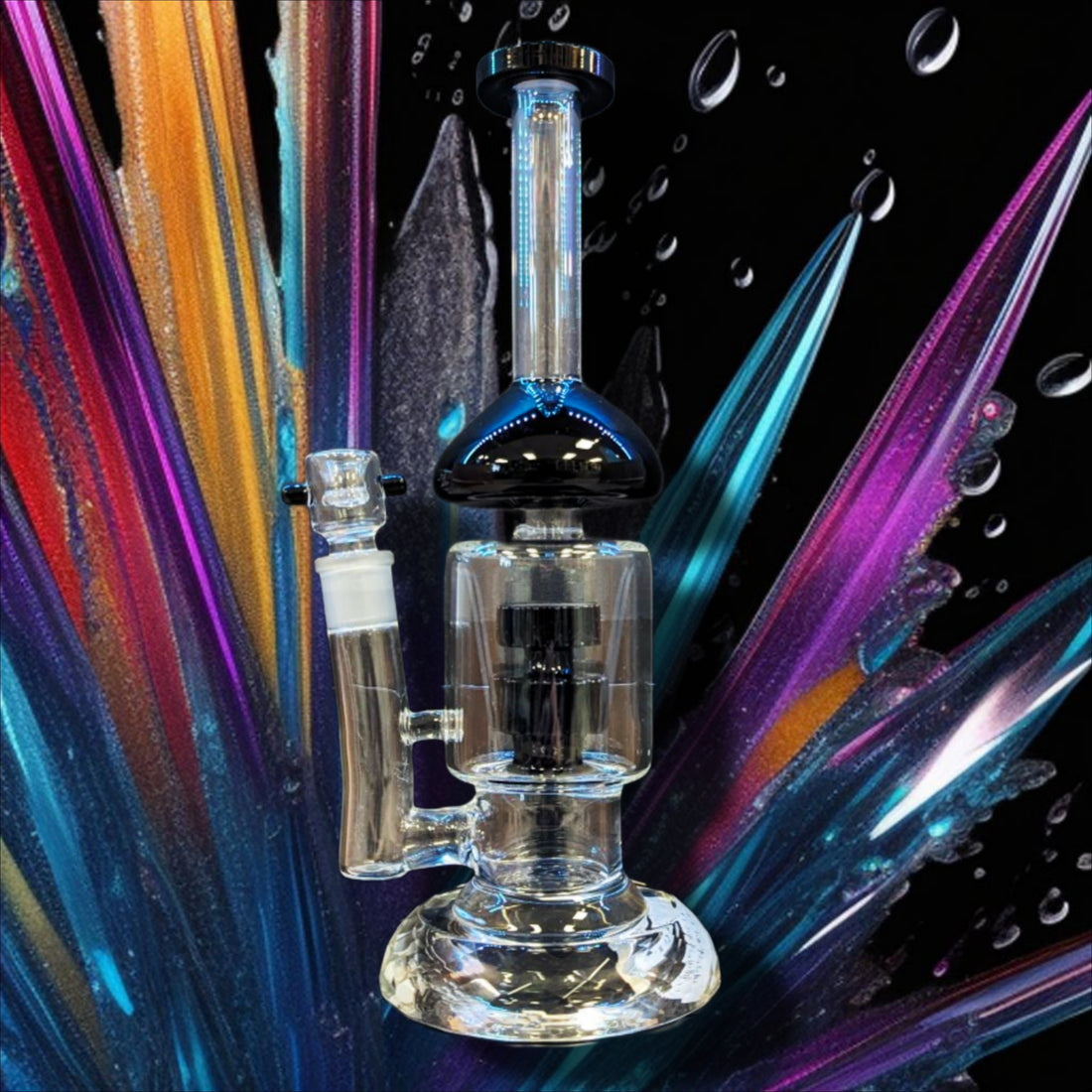 Diamond Base Gear Perc Bongs - Black