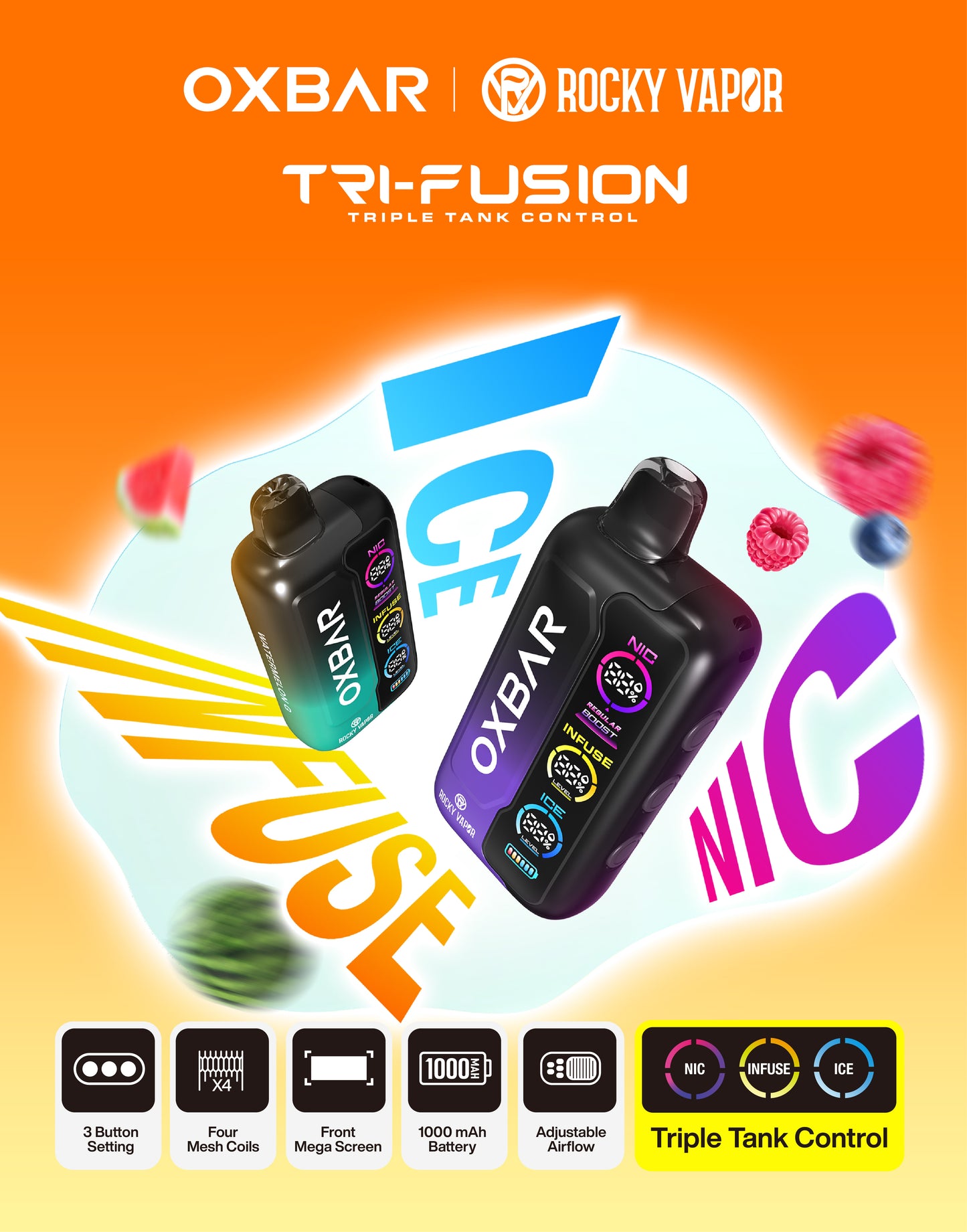 Rocky Vapor OXBAR Tri-Fusion 30 mL Disposable